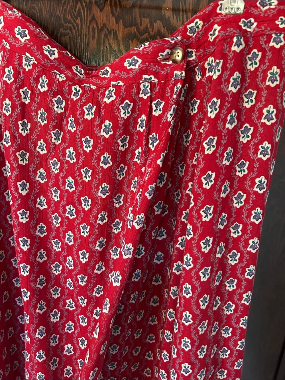 Vintage L.L. Bean Red Floral Maxi Wrap Skirt
